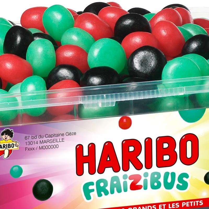 Haribo Bonbon Gélifié Tubo Haribo Fraizibus Boîte de 300 Pièces 1.23 kg -  Lot de 2 : : Epicerie