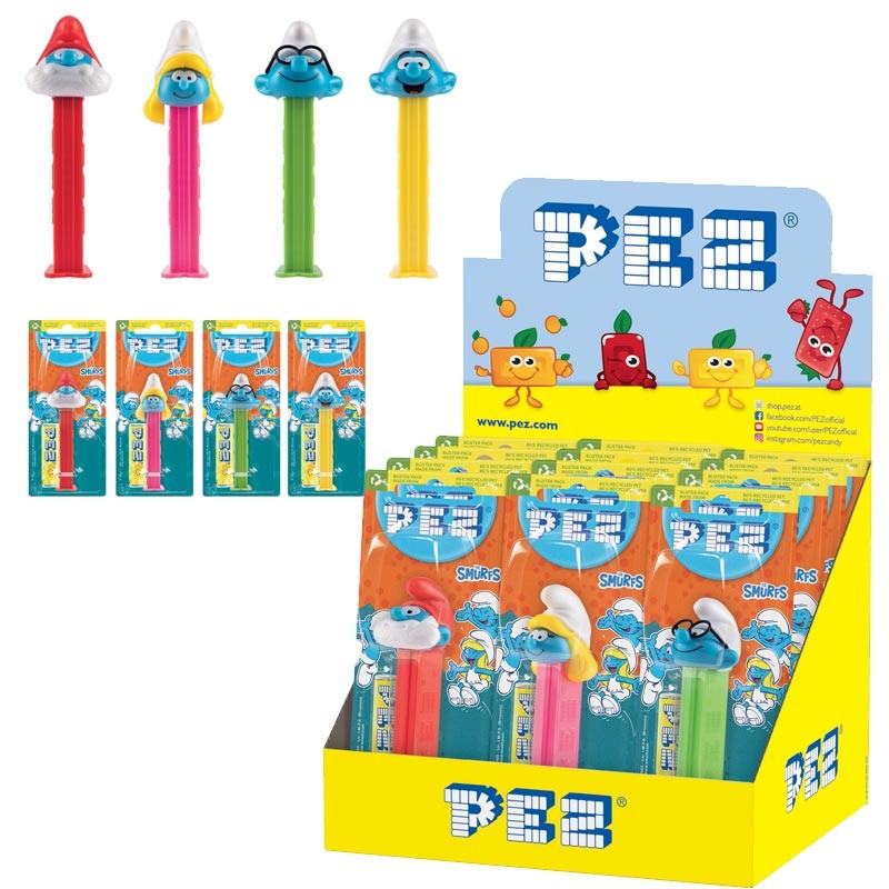 PEZ schtroumpfs,distributeur de pez,Bonbon PEZ schtroumpfs