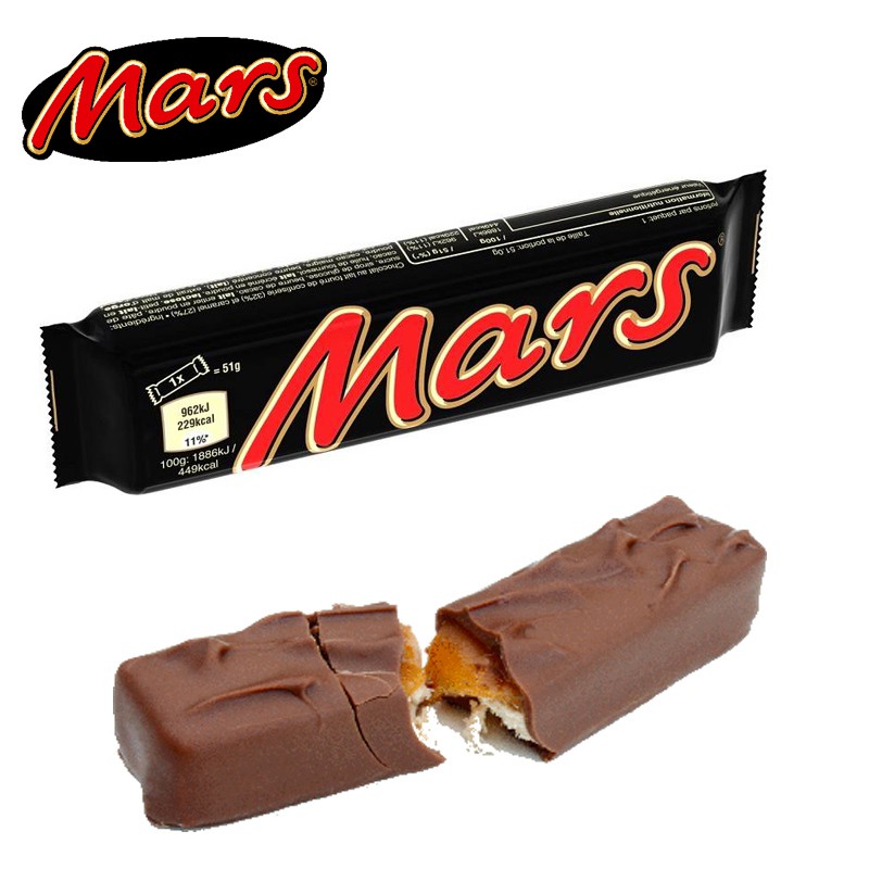 Barre chocolatée Mars, barre mars coeur fondant,barre caramel chocolat