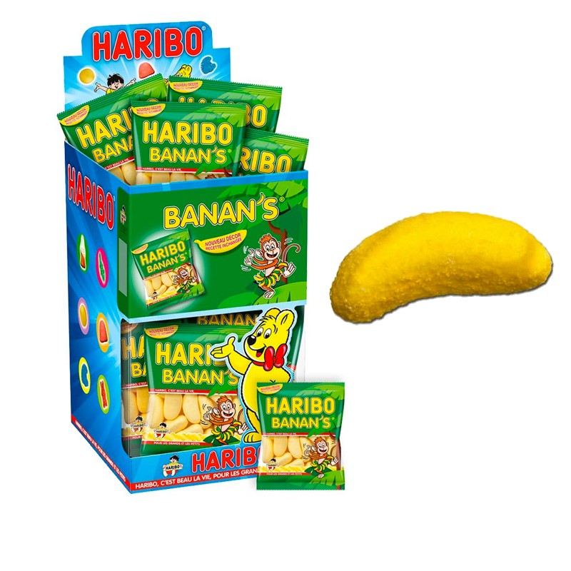 Banan s Banane Haribo bonbon forme et goût banane confiserie jaune Conditionnement pièces