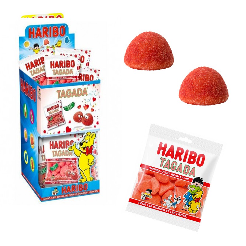 Bonbons fraise tagada Haribo - Boîte de 1 kg