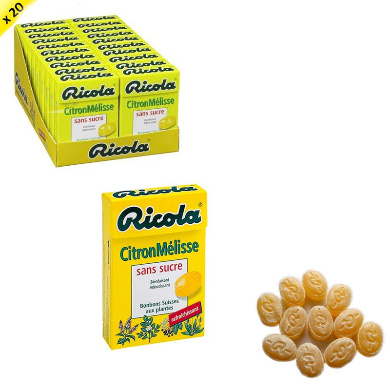 Achat Ricola citron mélisse bonbons sans sucre avec stevia box 50 g en  ligne