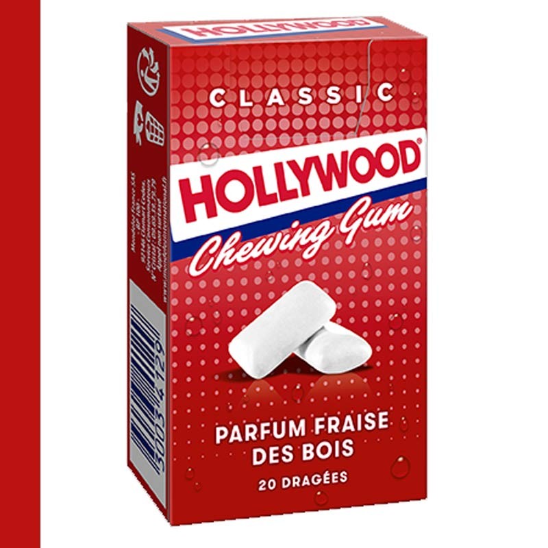 Hollywood Fraise des Bois, chewing gum au fruit rouge en dragée