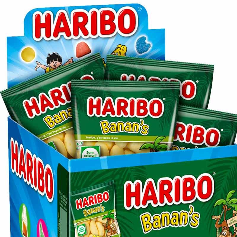 Banan s Banane Haribo bonbon forme et goût banane confiserie jaune Conditionnement pièces