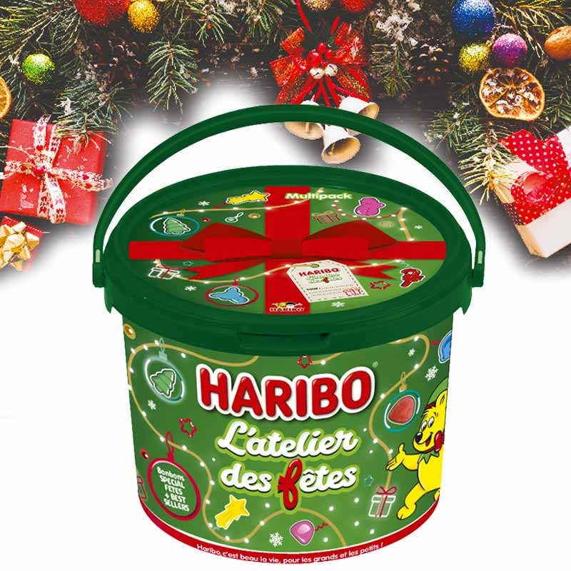 HARIBO seau bonbons, le seau spécial Noël bonbons Haribo, seau Noël